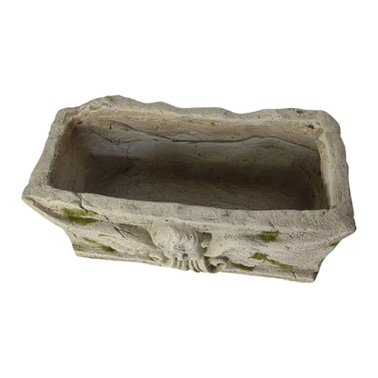 Aged Rectangular Planter w/Angel 37x19.5x18cm