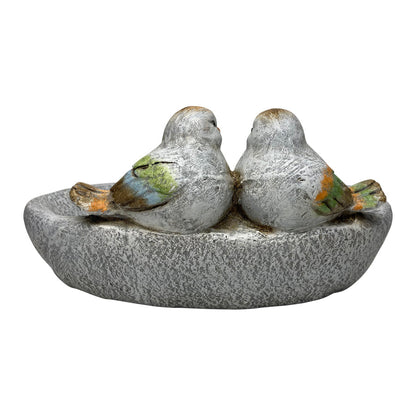 Birdbath w/Colour Birds/Flowers/Pebble Butterfly 40x30x20cm
