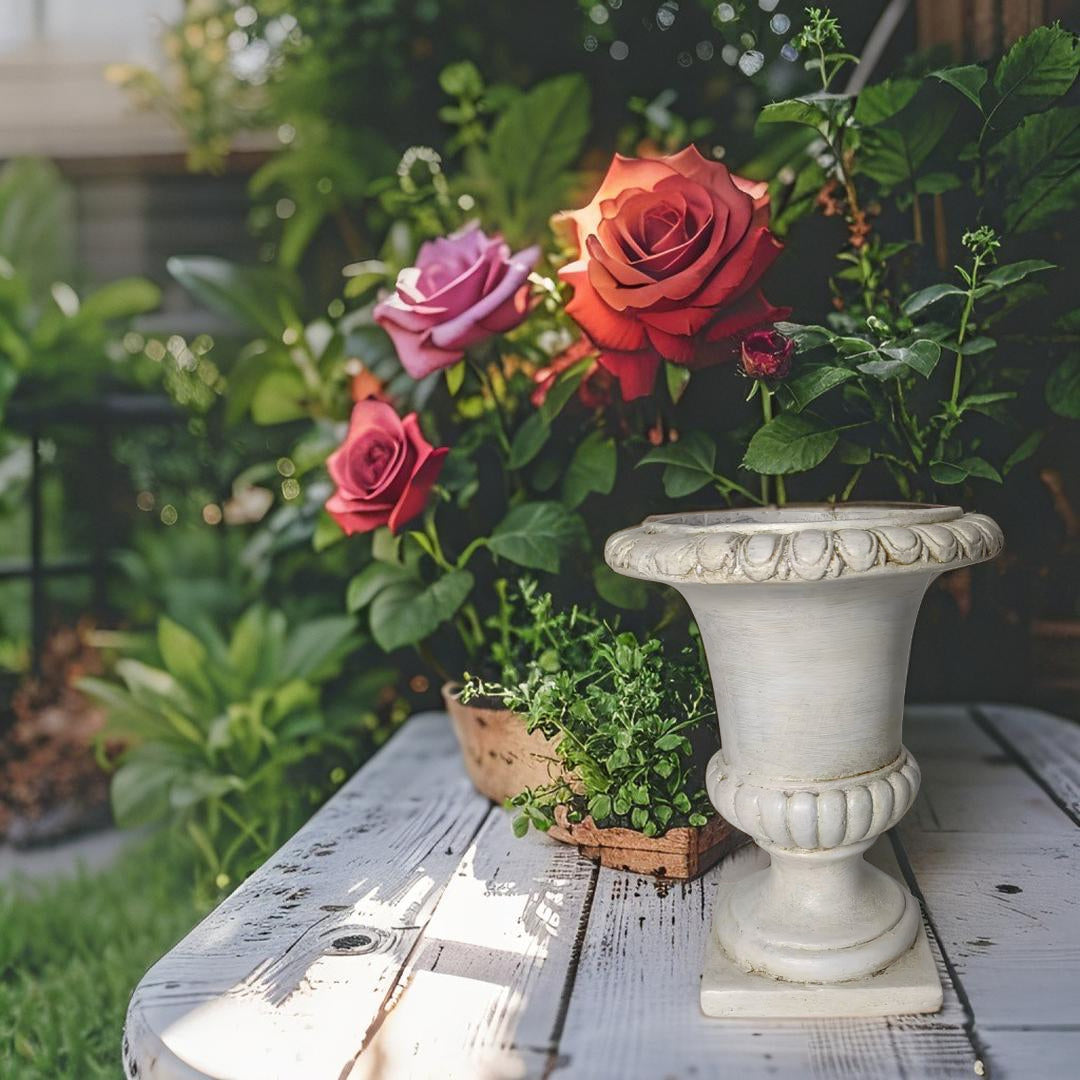 Elaborate Off-White Distressed Roman Planter 24x24x30.5cm
