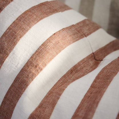 Santi Linen Cushion - White/Nutmeg Stripe
