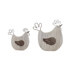 Set/2 Mum & Child French Country Chooks 17x3.5x16.5/12.5x3.3x12.5cm
