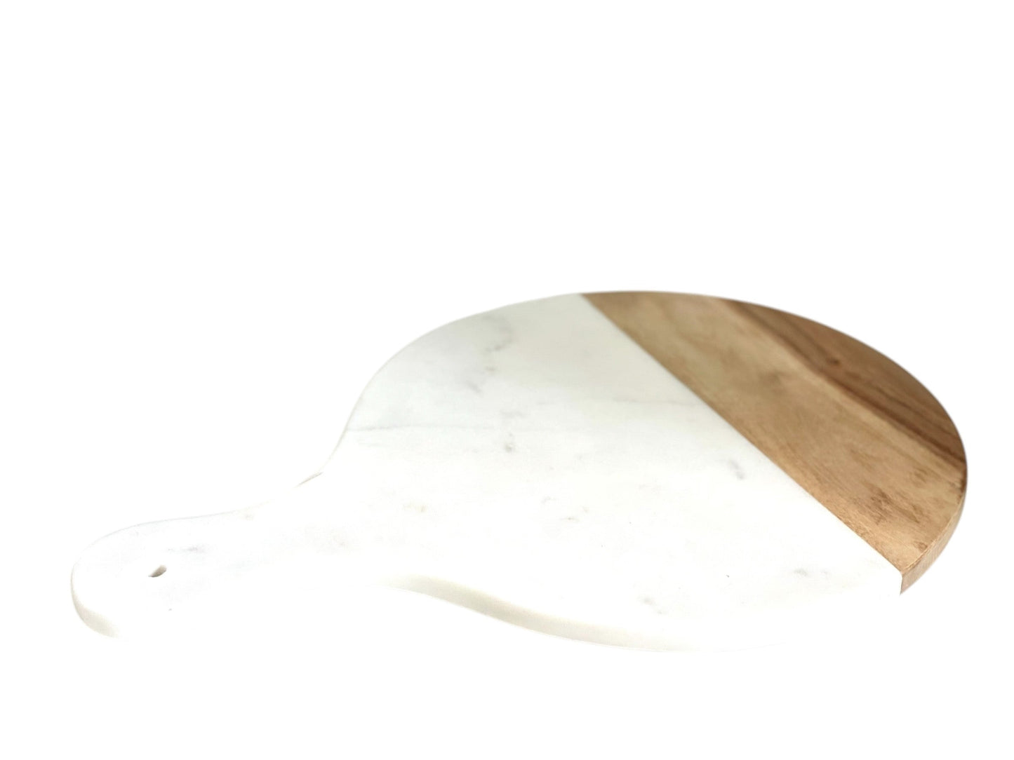 54 - Marble & Wood Round Cheese Board 45Cm
