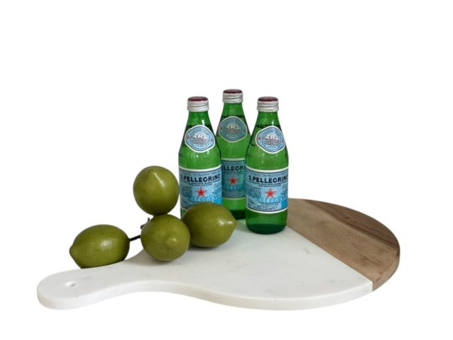 54 - Marble & Wood Round Cheese Board 45Cm