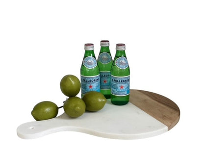 54 - Marble & Wood Round Cheese Board 45Cm