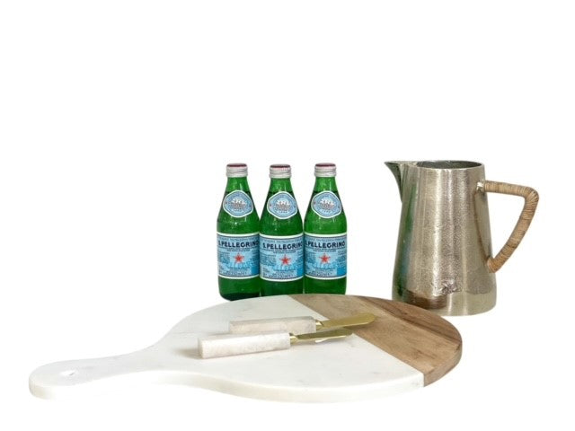 54 - Marble & Wood Round Cheese Board 45Cm