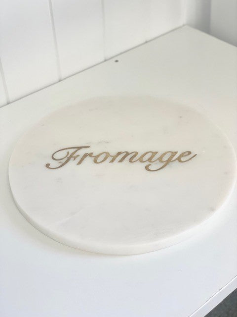 54B - Round Marble Gold "Fromage" Cheese Board 30Cm