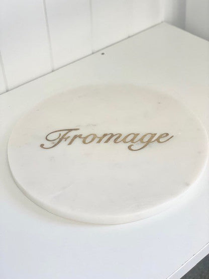 54B - Round Marble Gold "Fromage" Cheese Board 30Cm