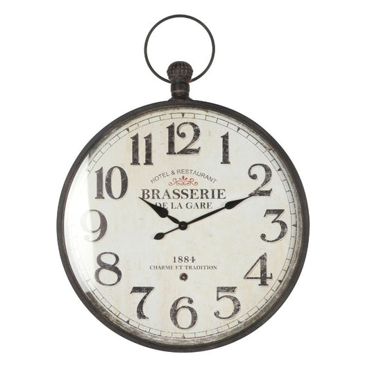 60cm 'Brasserie' Glass-Front Fob Wall Clock 60x6.5x81cm