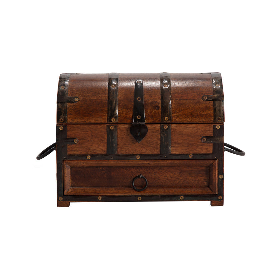 Handcrafted Treasure Chest Box w/Drawer 30x18x23cm
