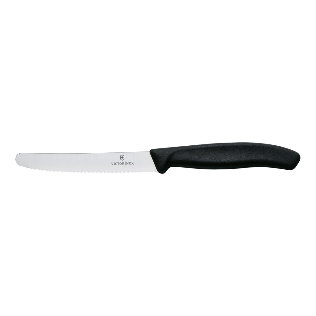 Steak & Tomato Knife - 11cm Round Tip, Wavy Edge - Classic Black