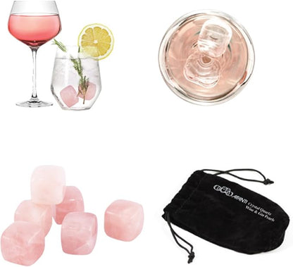 Rose Quartz Gin & Wine Stones, Set of 6