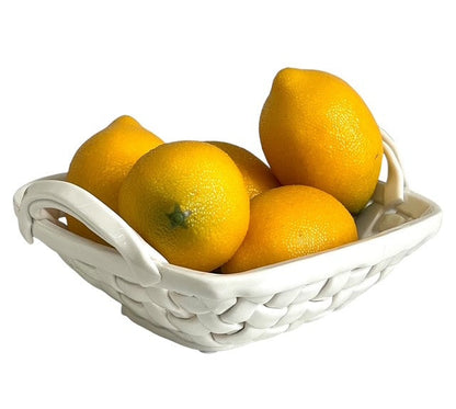 61G - White Lattice Fruit Basket Sq 20X8Cm