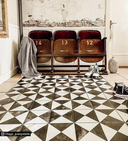 Borgo Black & White Antique Vinyl Rug Lifestyle View