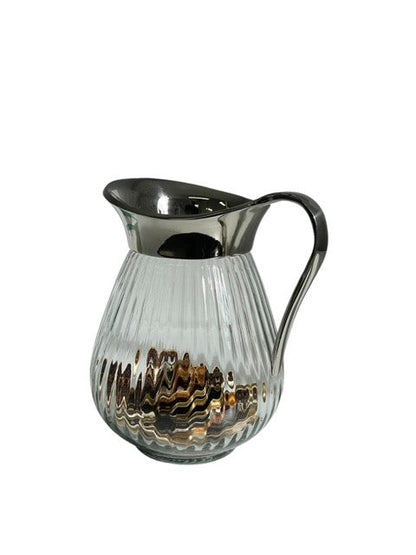 63F - Large Round Ribbed Glass Jug