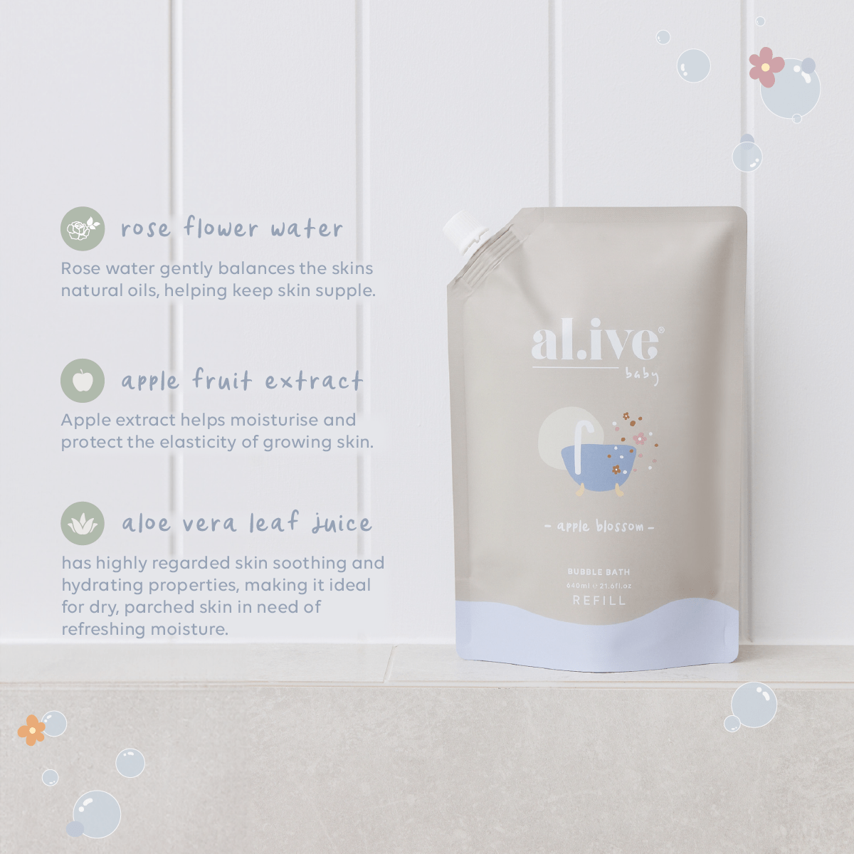 640Ml Bubble Bath Refill - Apple Blossom