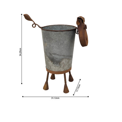 Rusty Sheep Planter w/ Galv Pot 31x17x34cm
