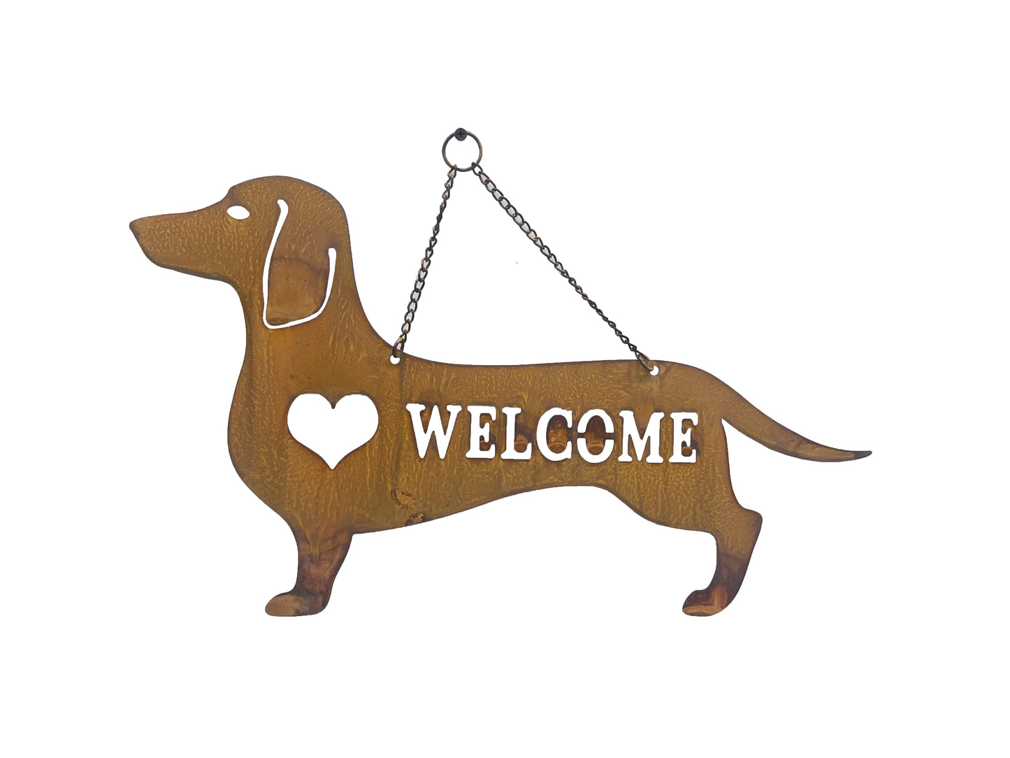 Hanging Laser Cut Welcome Dog w/Heart 47x0.64x29cm (2)