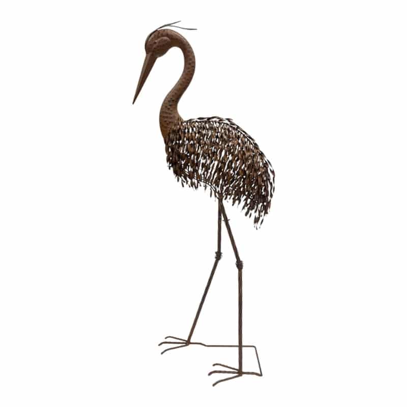 Rust Crane Bird 'Looking Down' Statue 42x27x102cm