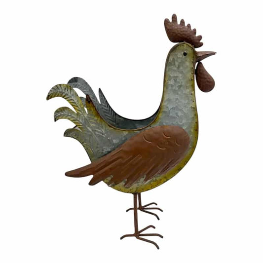 Distress Finish Rooster Planter/Storage Holder 30x14x39.5cm