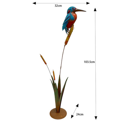 Kingfisher on Bulrush Garden Statue 40x22x104cm