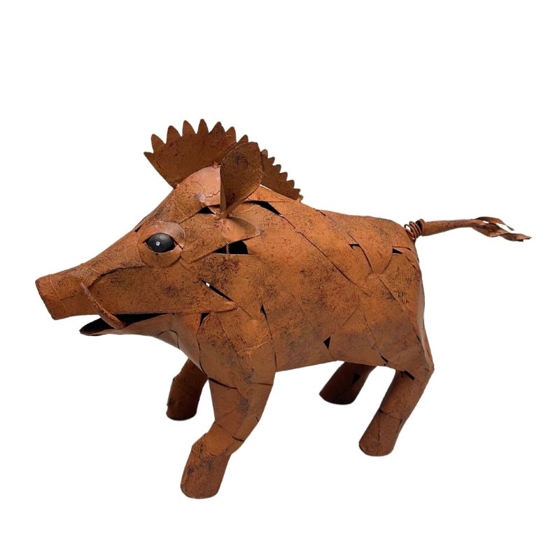 Metal Rust Warthog Statue 54x19x35cm