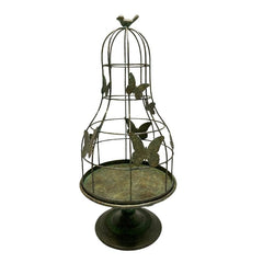 Distressed Green Footed Cloche w/Butterflies 30x30x67cm