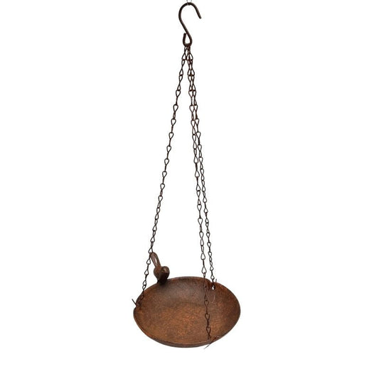 Hanging Cast-Iron Rust BIRDFEEDER W/Bird 40x25x30cm
