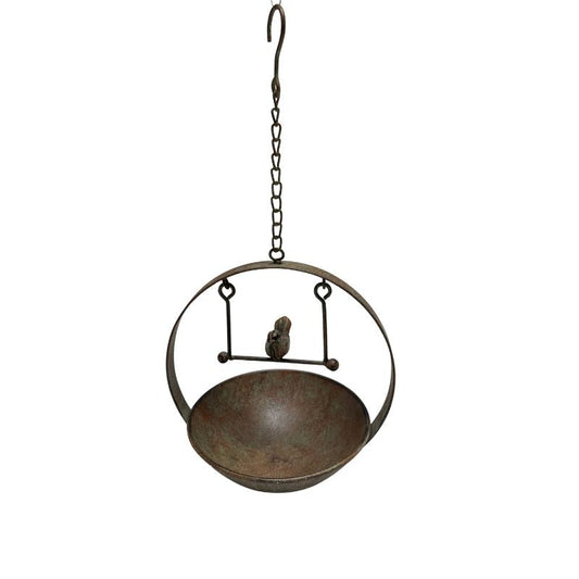 Hanging Birdfeeder w/Bird on Swing 23x19x48cm