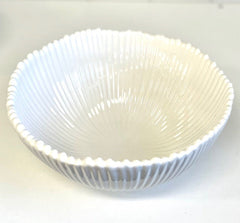 78K - White Ribbed Ceramic Bowl Large 22X20Cm