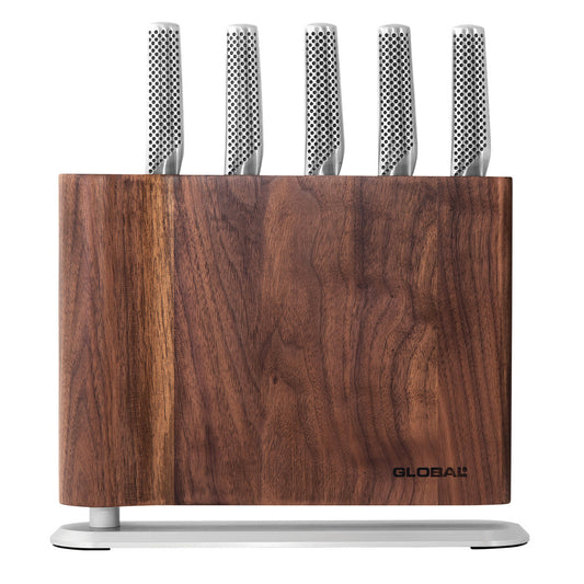 GLOBAL UKU - 6 Piece - Knife Block Set - Walnut