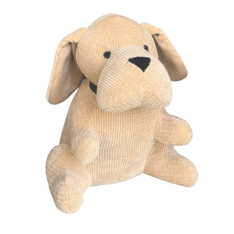 Beige Fabric Sitting Pup Door Stopper