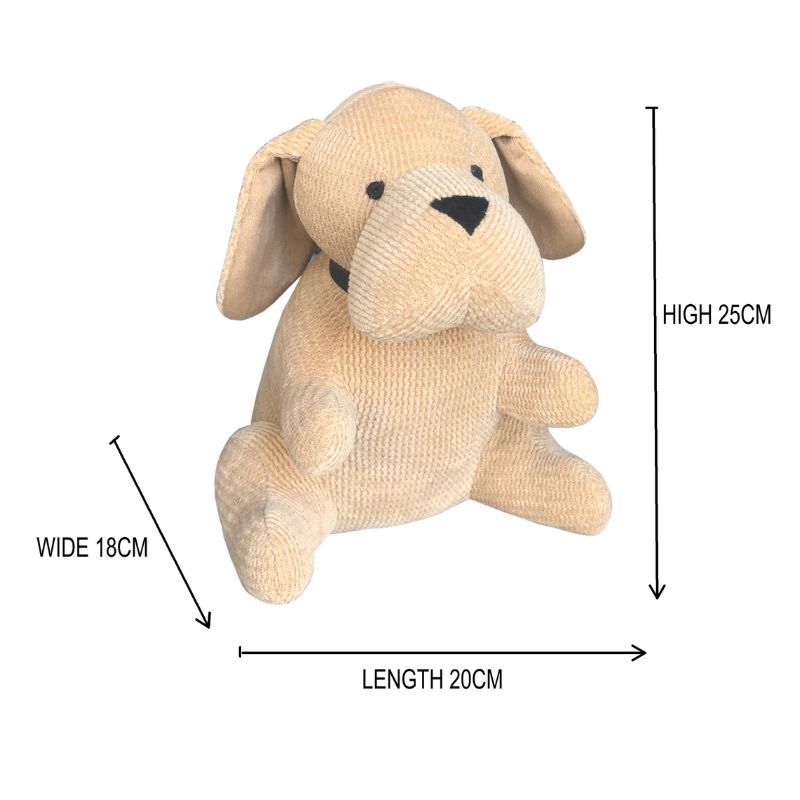 Beige Fabric Sitting Pup Door Stopper