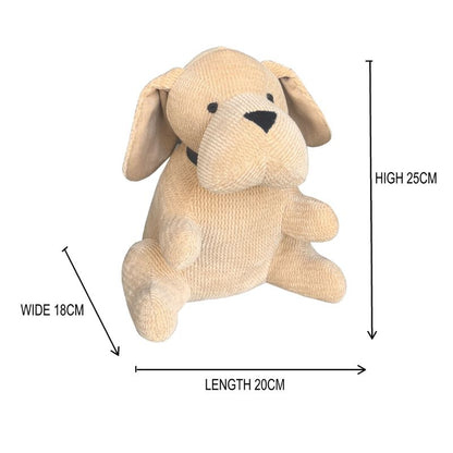 Beige Fabric Sitting Pup Door Stopper
