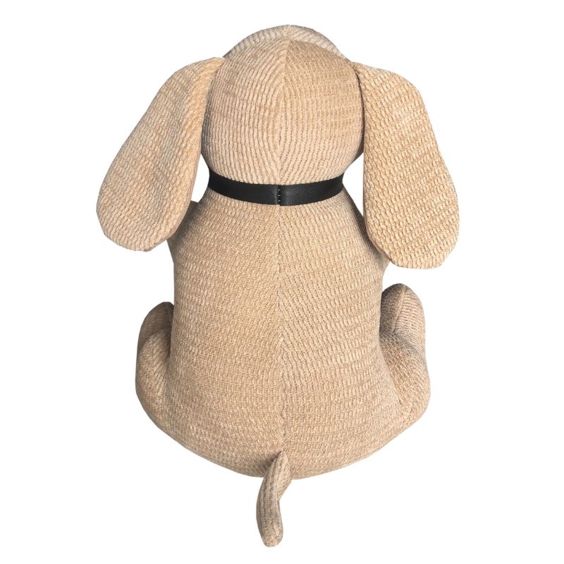 Beige Fabric Sitting Pup Door Stopper