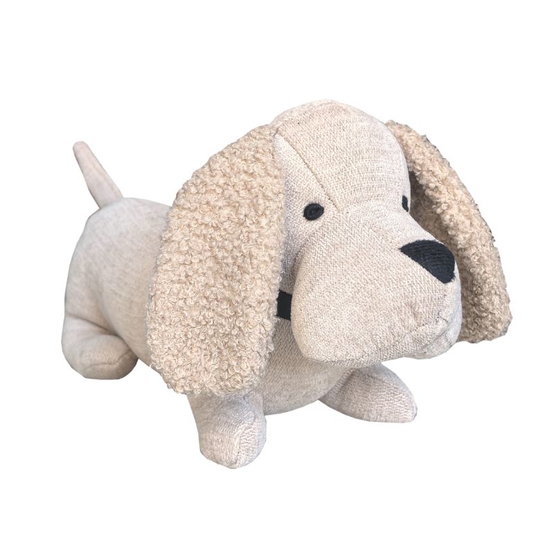 Beige Fabric Dachshund Door Stopper