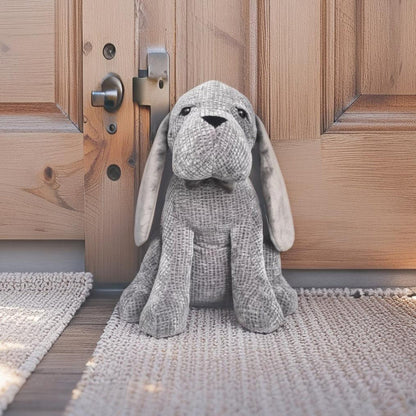 Grey Fabric Long-Eared Dog Door Stopper