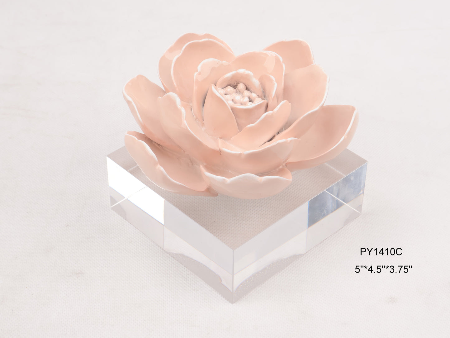 86A Resin Floral W/ Acrylic Base : Pink Camelia