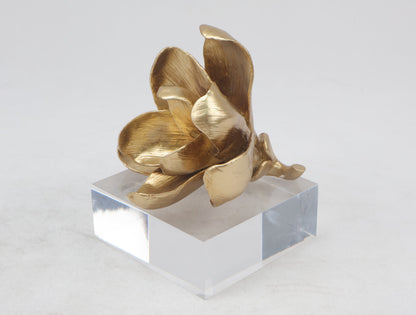 86C Resin Floral W/ Acrylic Base : Gold Magnolia