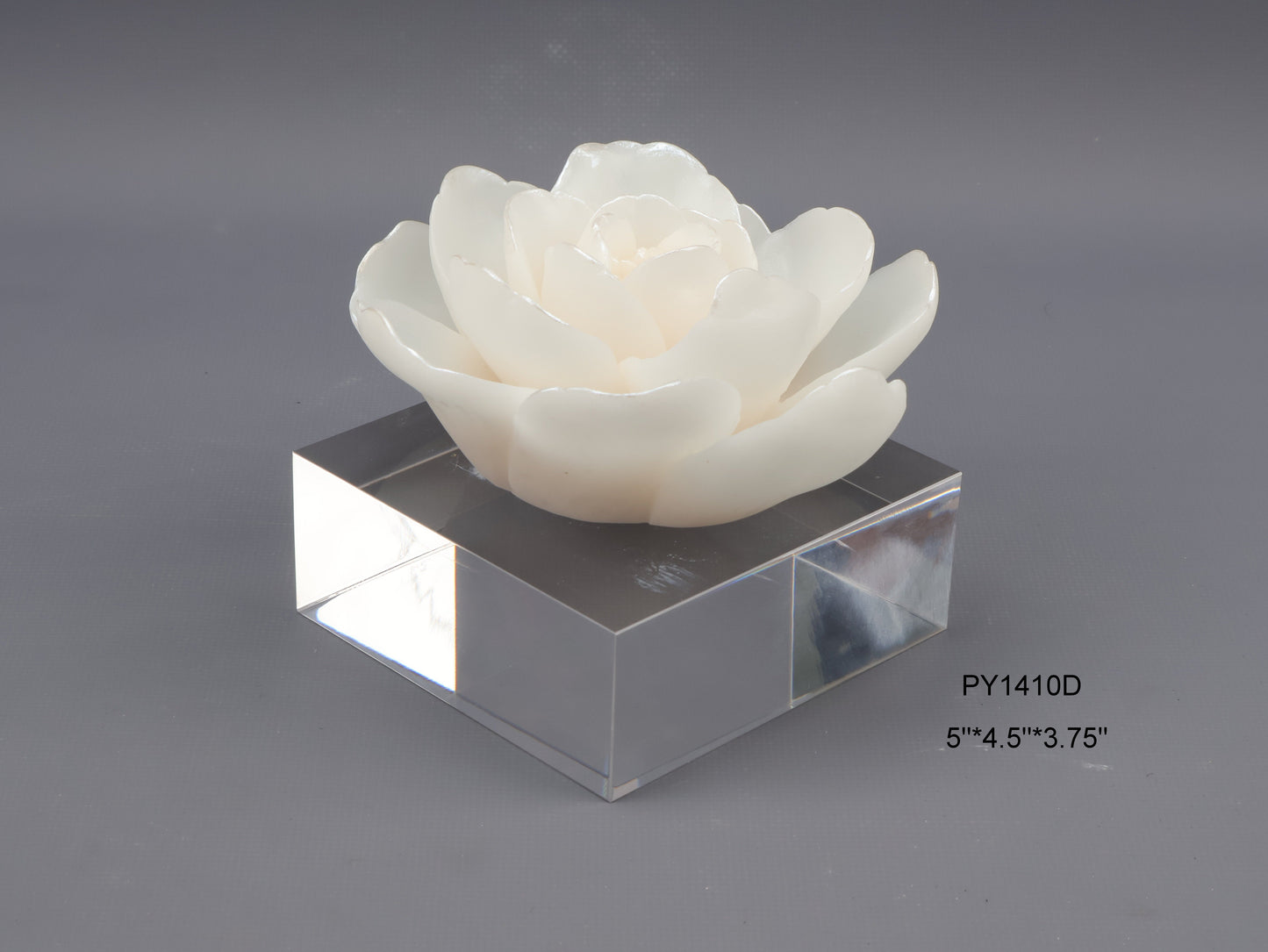 86D Resin Floral W/ Acrylic Base : Pearl Lotus