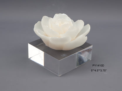 86D Resin Floral W/ Acrylic Base : Pearl Lotus