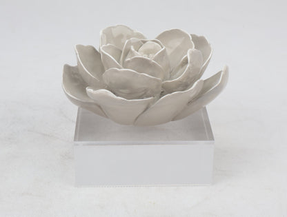 86 Resin Floral W/ Acrylic Base : Grey Camelia