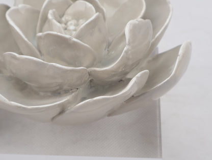 86 Resin Floral W/ Acrylic Base : Grey Camelia