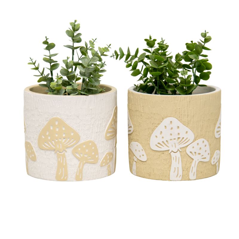 Set/2 Asst Mushroom Planters w/Hole+ Plug 17.5x17.5x16cm