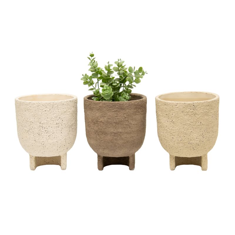 Set/3 Asst Curve- Base Planters w/Hole+ Plug 17x17x20cm
