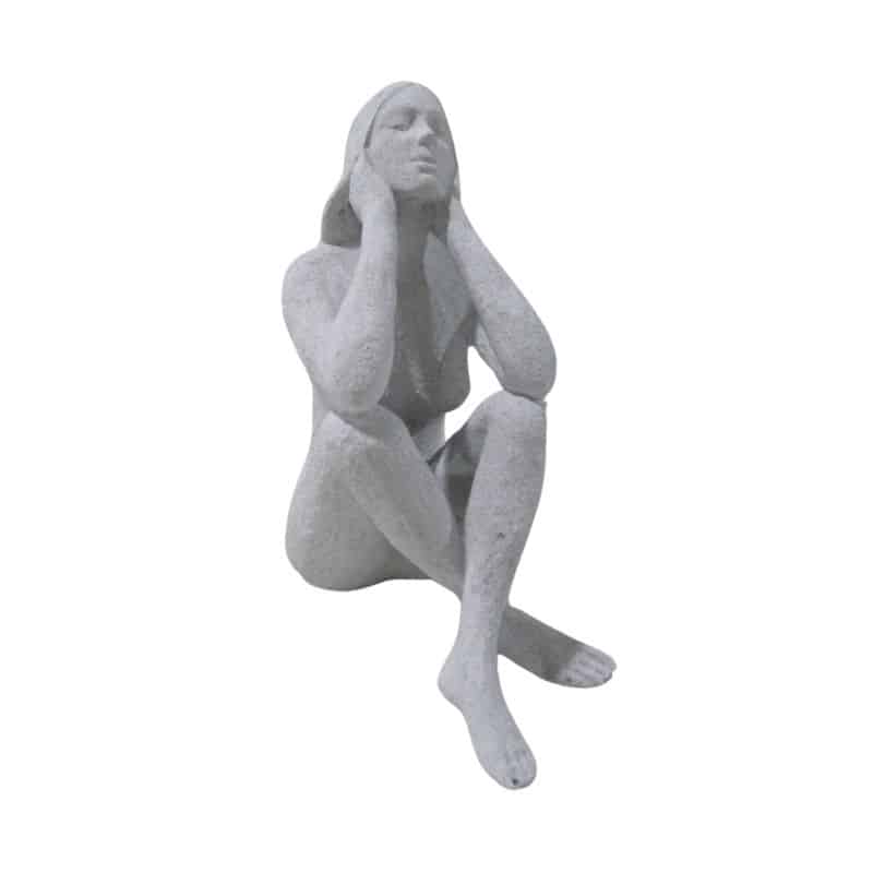 Lady Statue w/Elbows on knees 18.5x11.5x23cm