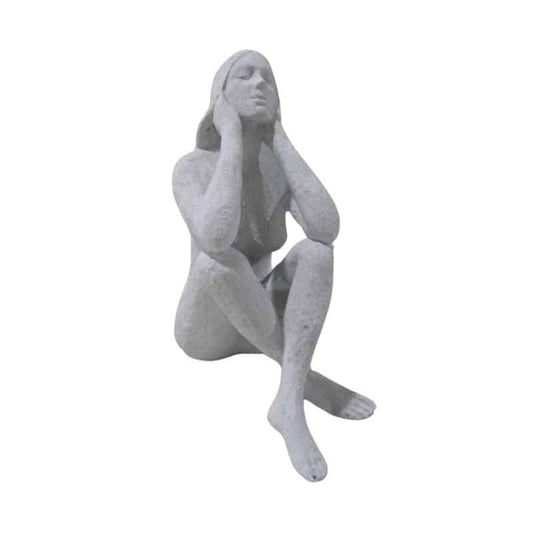 Lady Statue w/Elbows on knees 18.5x11.5x23cm