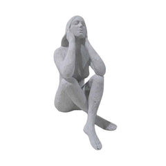 Lady Statue w/Elbows on knees 18.5x11.5x23cm