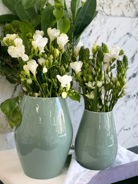 88G Enamelled Green Sculptural Vase 29Cm