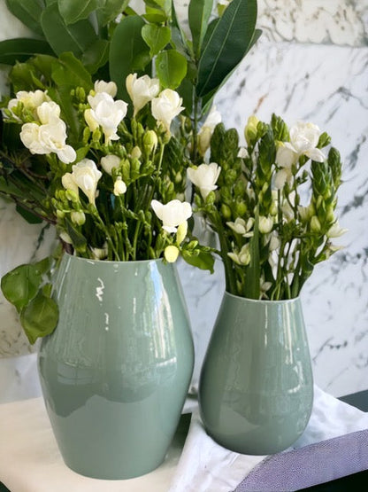 88G Enamelled Green Sculptural Vase 29Cm