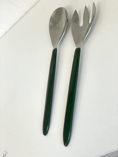 88H Salad Servers W/ Deep Green Enamel